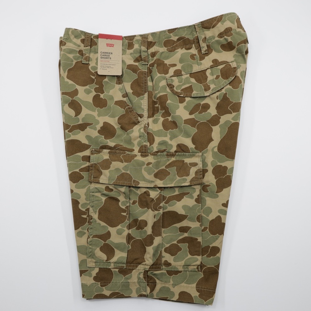 Levi's Men's Carrier Cargo Cotton Camo Relaxed Fit Shorts Green/Brown Size 40